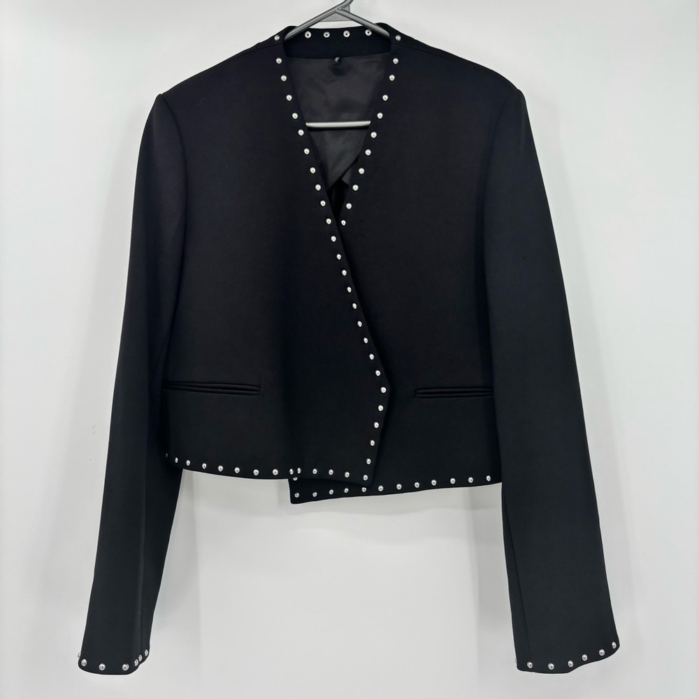 Helmut Lang Womens Studded Blazer Jacket, Black, 12 - Picture 5 of 13
